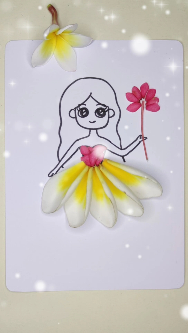 画画原来如此简单用花瓣画花仙子创意美术画画