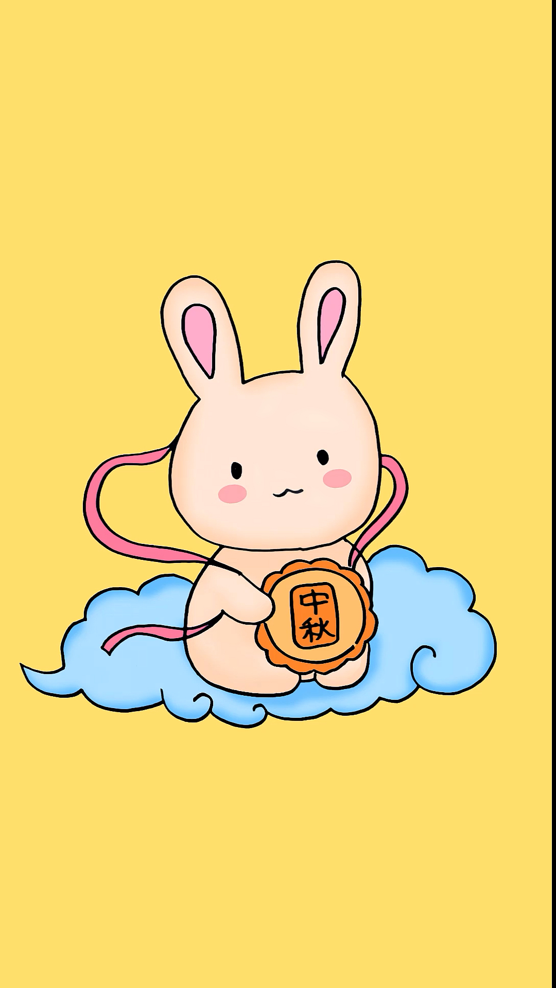 简笔画#中秋快乐!学画可爱的玉兔简笔画,简单又漂亮