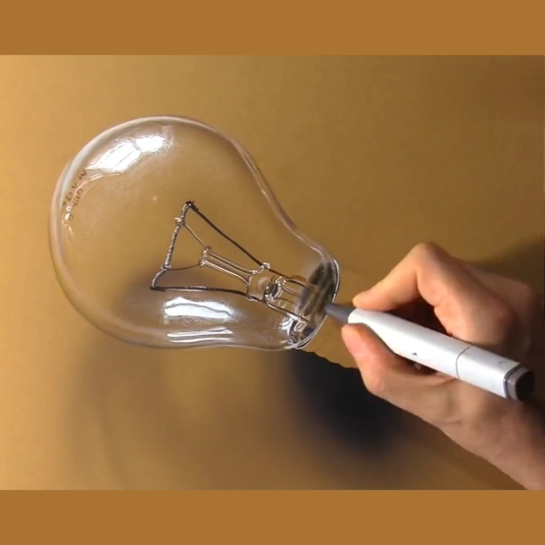 绘画#画了个灯泡,最后的成品太逼真了!