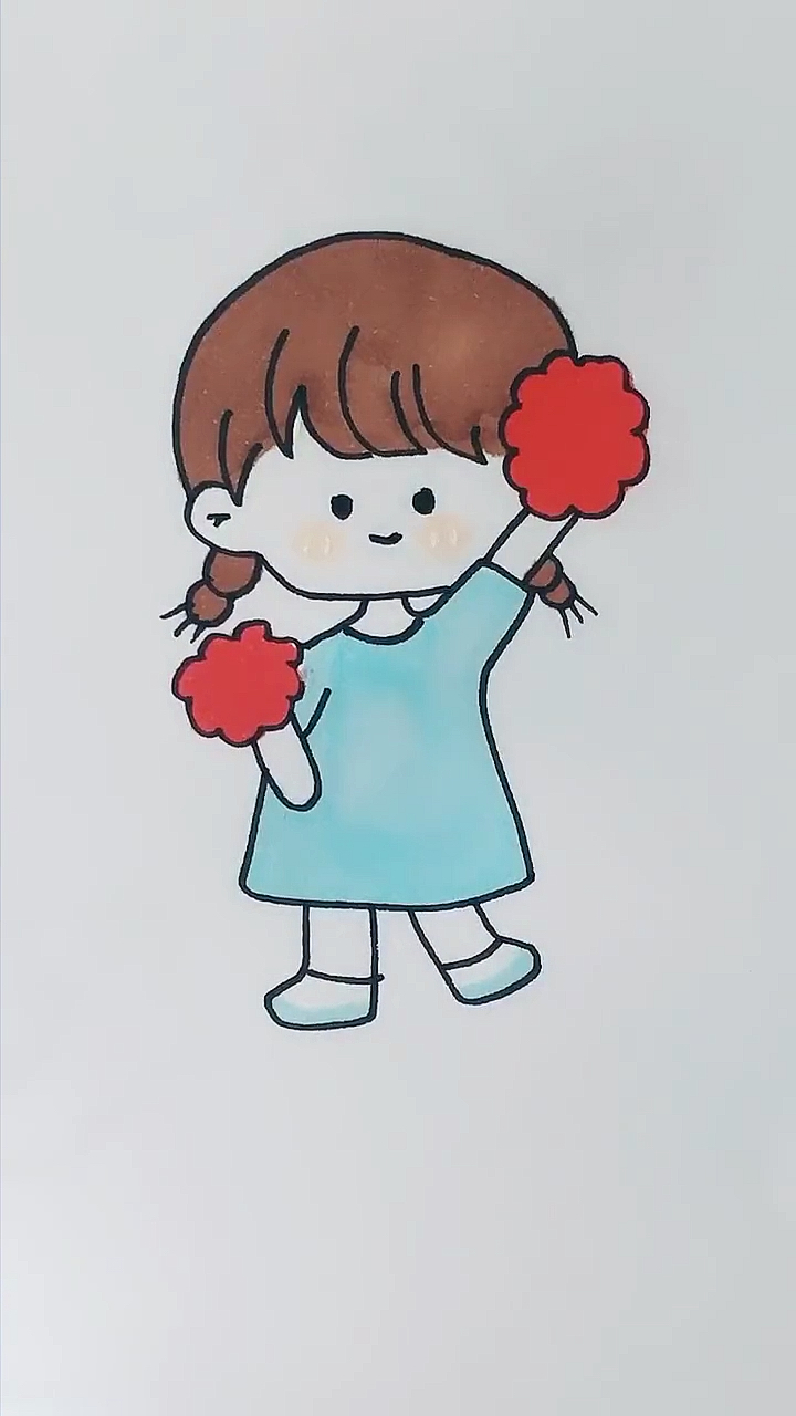 画画原来如此简单#啦啦队小女孩#人物简笔画#六一儿童节快乐-度小视