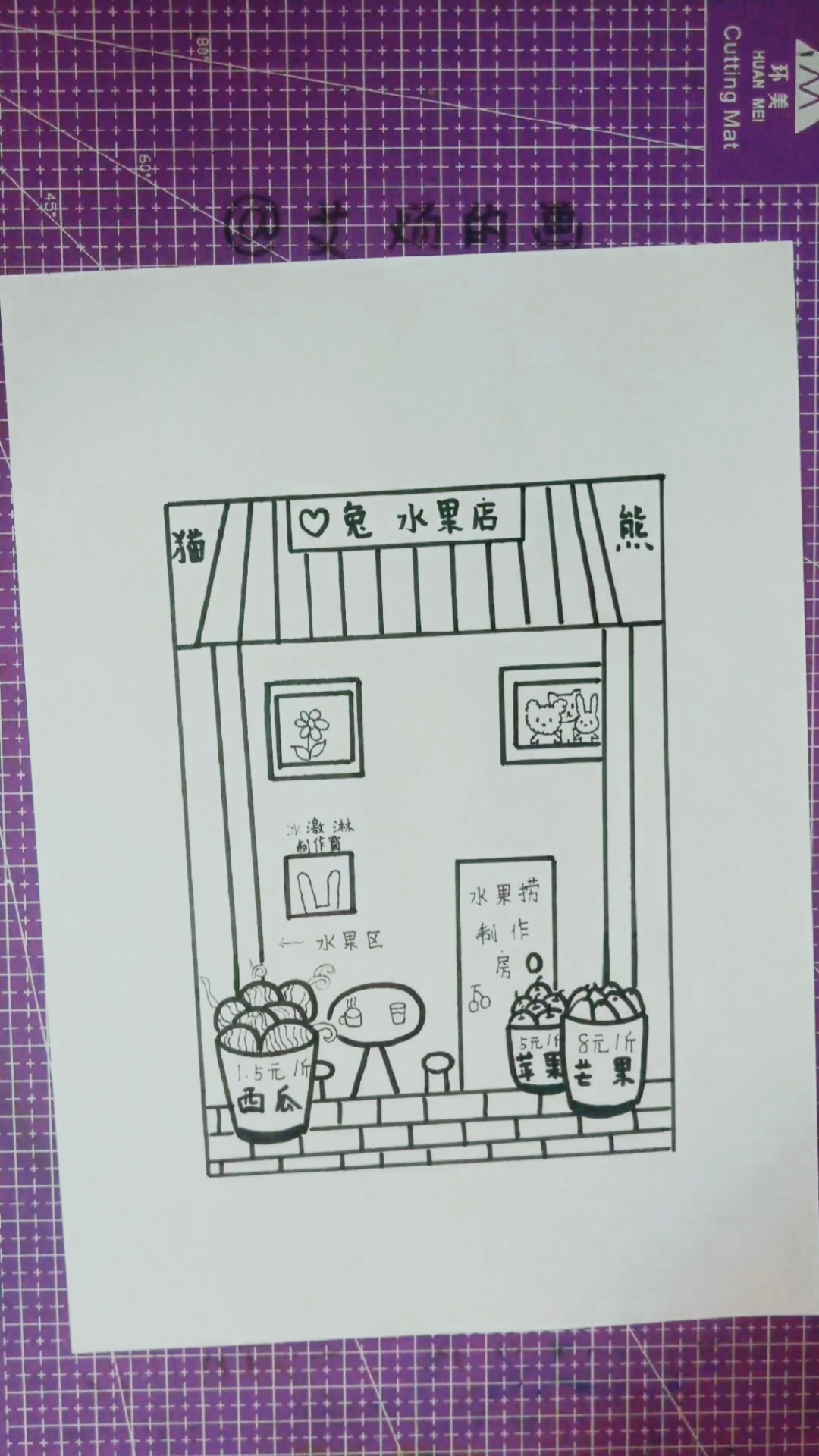 画画原来如此简单#一看就会可爱萌简笔画《兔的水果店》艾炀的画.