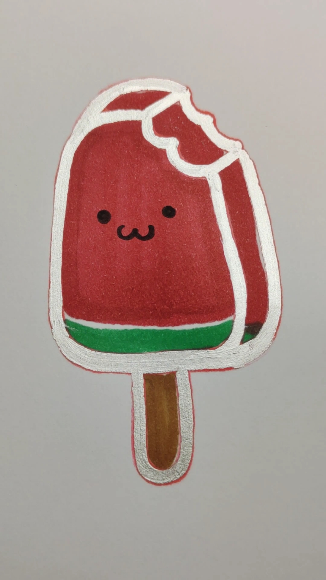 画画原来如此简单#天气太热了,来根西瓜味的冰棒解解暑吧!