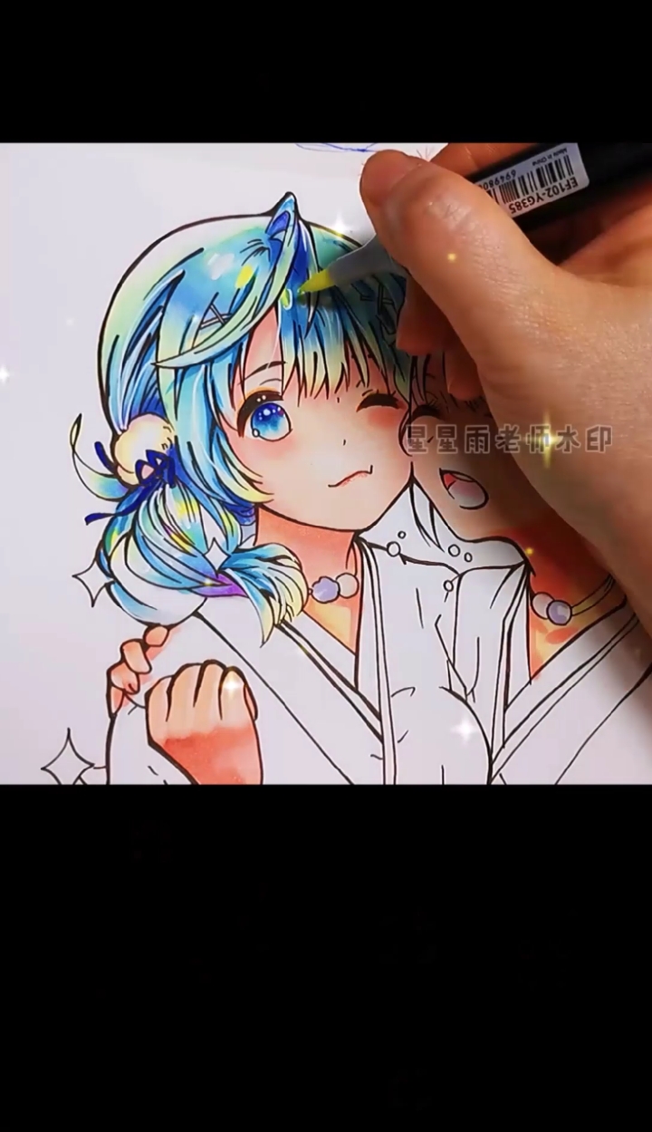 我要上热门#马克笔上色头发皮肤过程