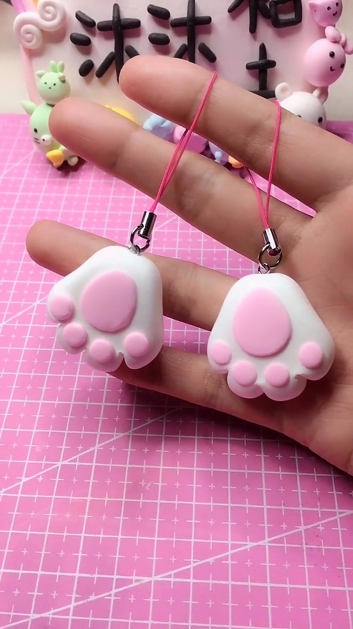 超轻粘土#猫爪钥匙链