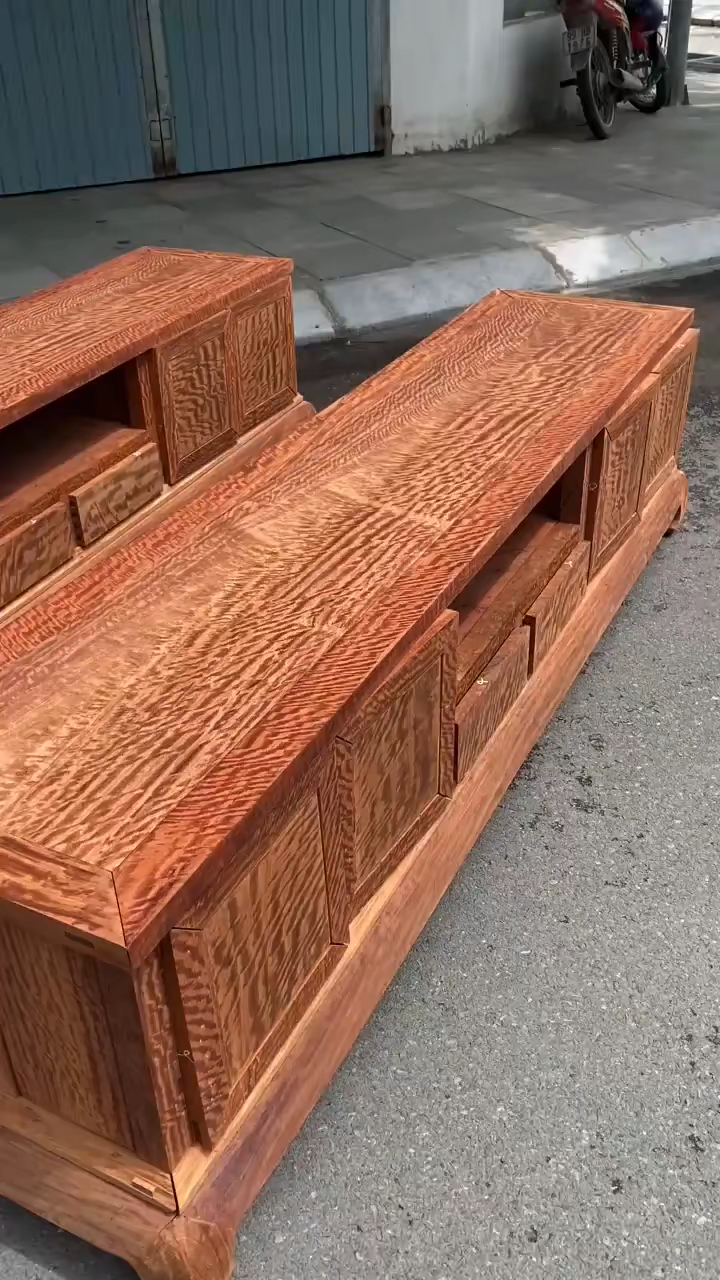 缅甸花梨水波纹电视柜