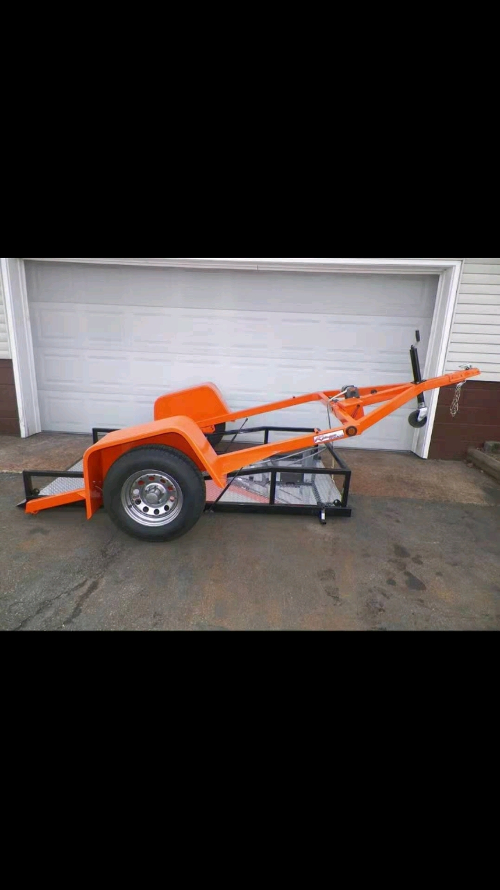 摩托车拖车#拖挂式摩托车平板拖车-度小视