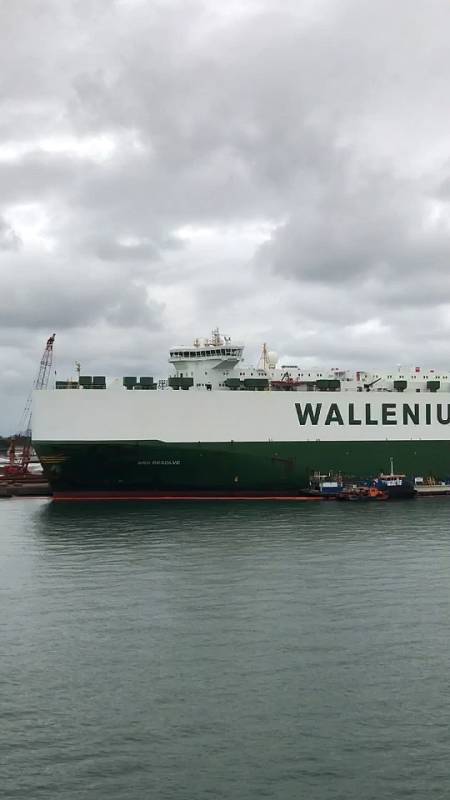 上班生活巴西桑托斯港口停靠的大型滚装船