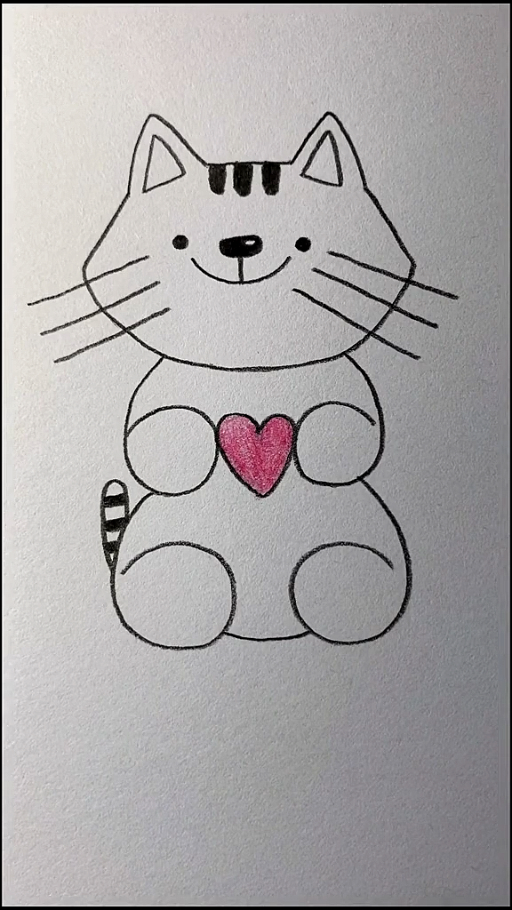 简笔画#用四个6画爱心猫