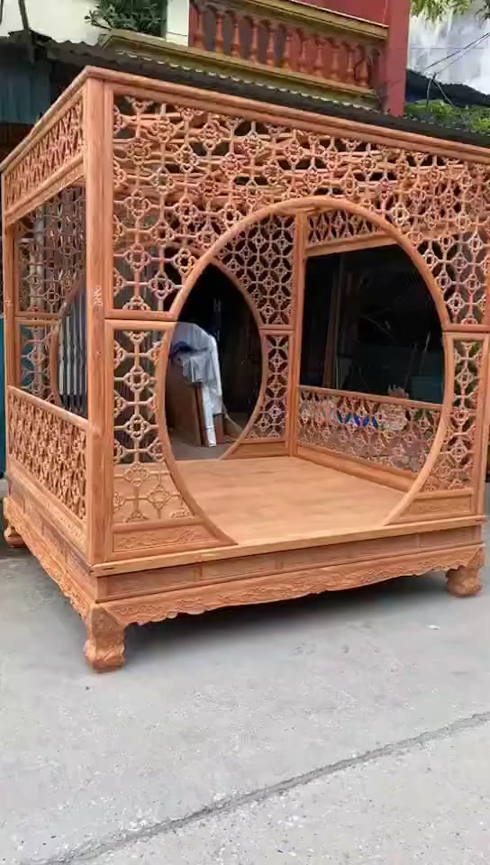 缅花大果紫檀月洞床