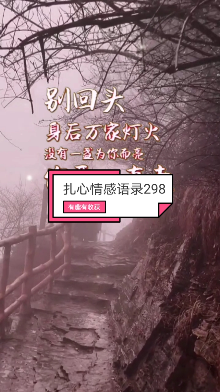 扎心情感语录#别回头,身后万家灯火,没有一盏为你而亮,你要一直走走 