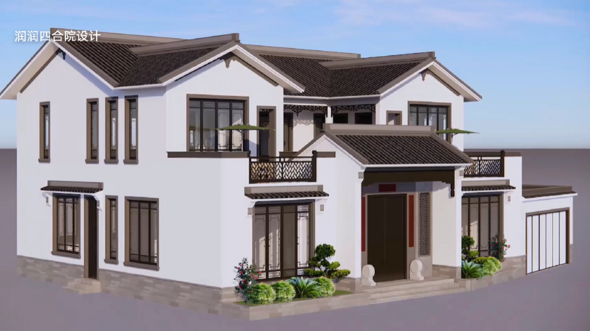 四合院#广东农村小型的新中式四合院别墅18.8×15.3米