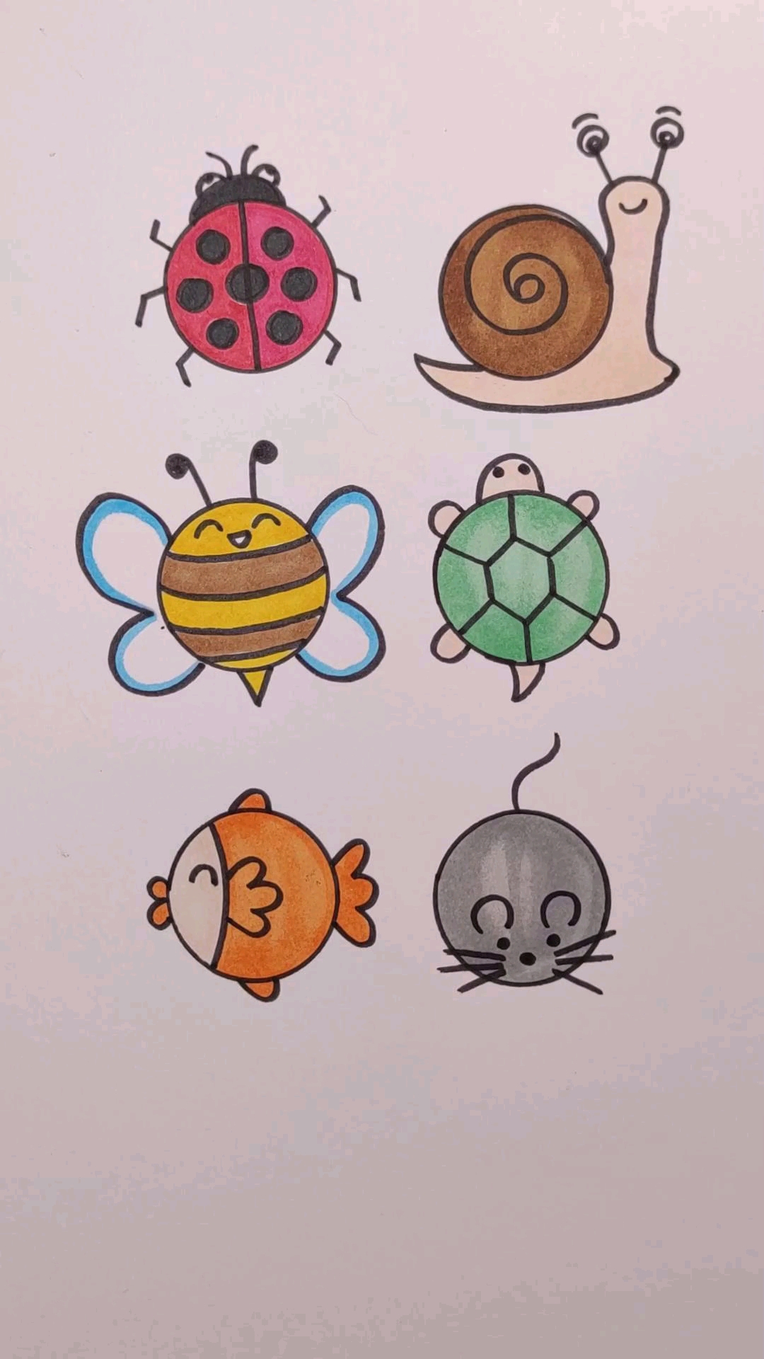 用圆画各种小动物,你会画几个?