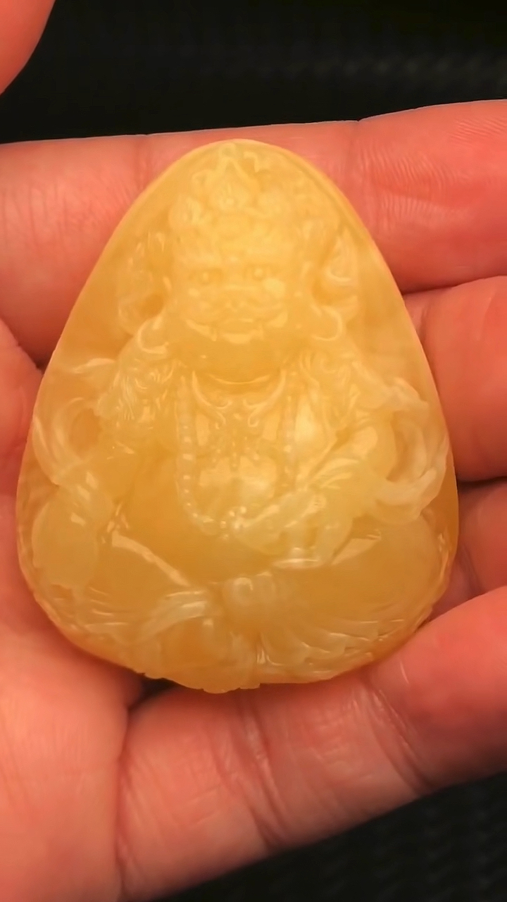 蜜蜡黄财神吊坠挂件