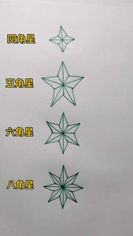 画画原来如此简单#画四五六八角星星,看完你学废了吗