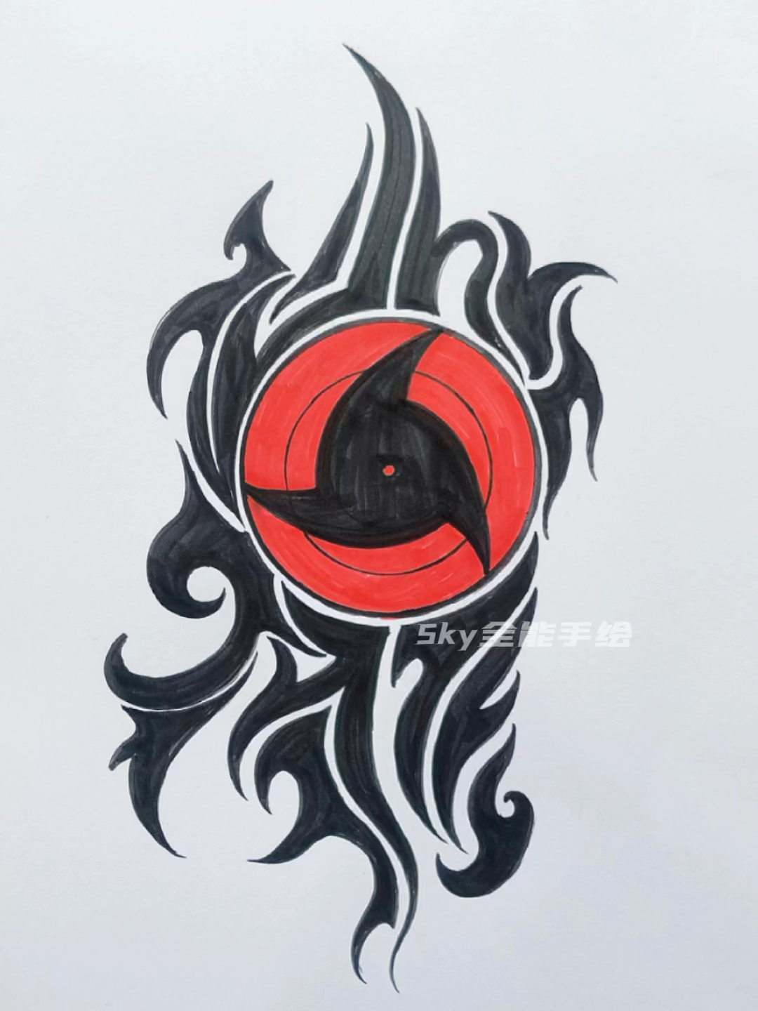 画画原来如此简单#宇智波鼬神万花筒写轮眼绘画教程-度小视