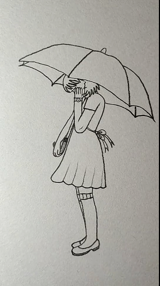 简笔画#孤单的女孩
