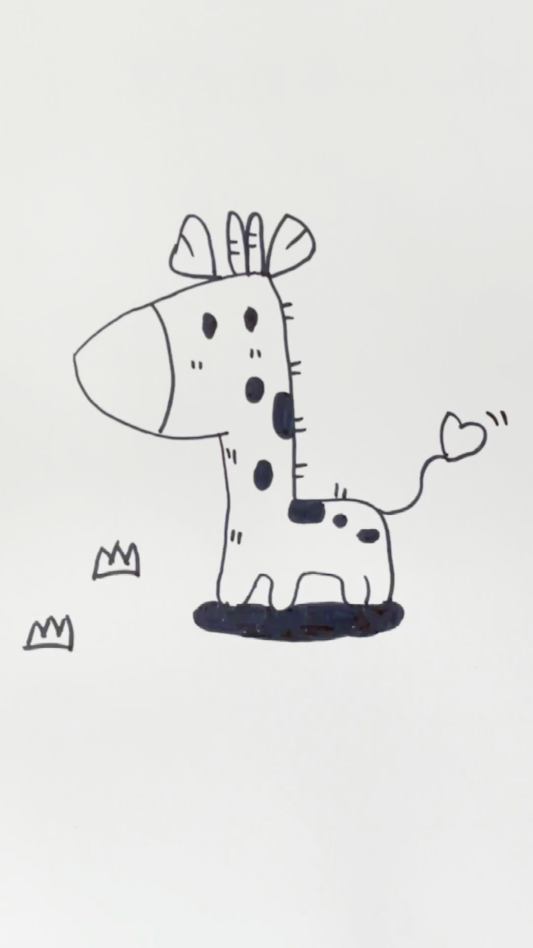 简笔画可爱的长颈鹿宝宝大家一起学起来吧