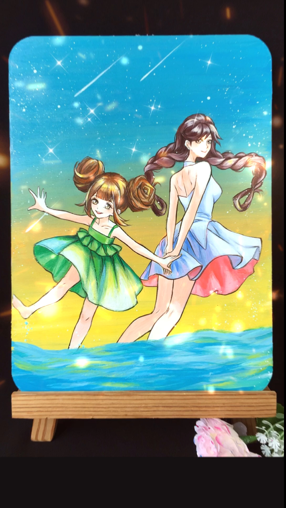 画画两姐妹大乔小乔妹妹画错了