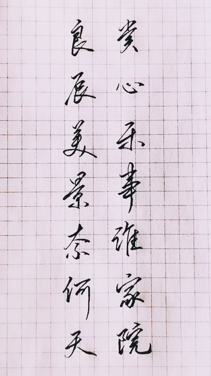 硬笔书法良辰美景奈何天赏心乐事谁家院