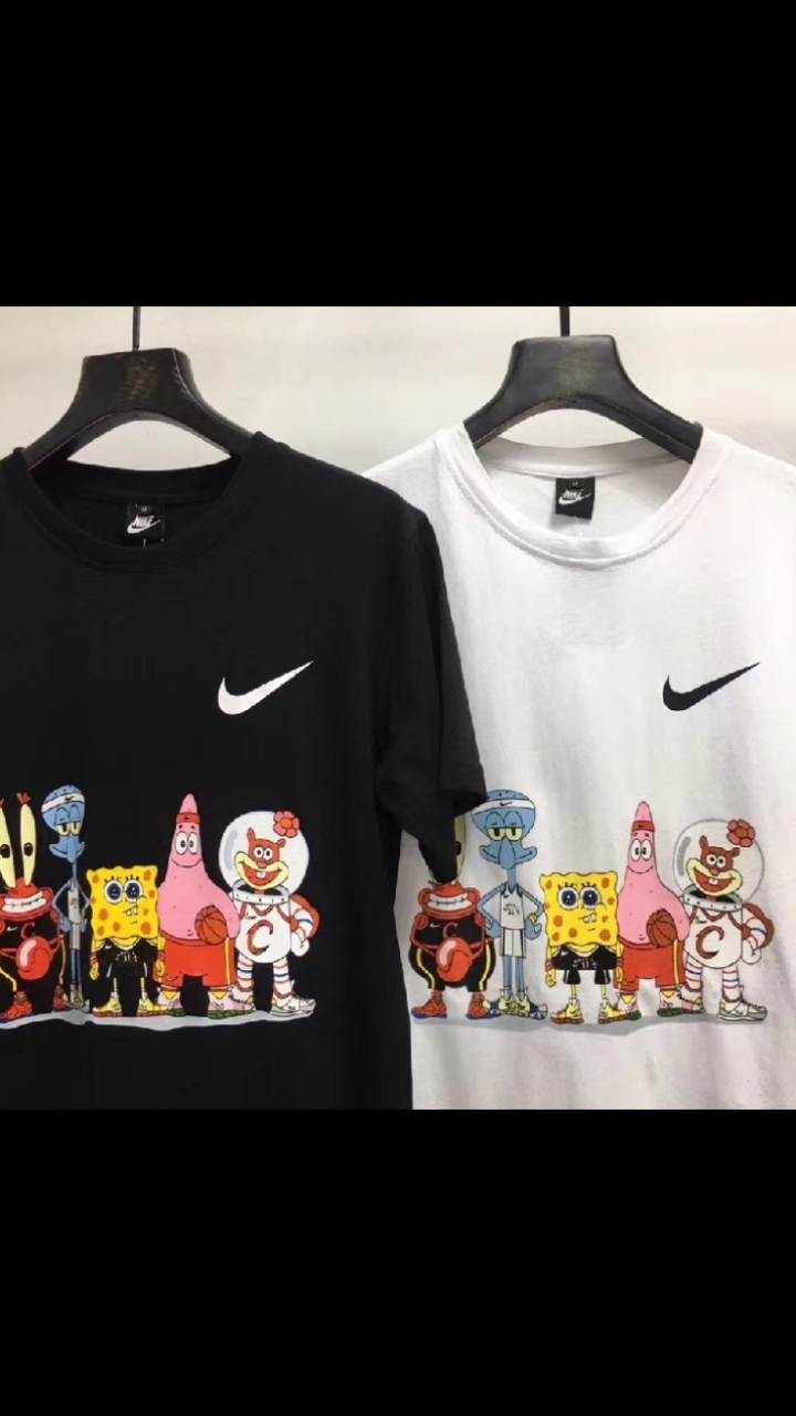 时尚潮流#夏季新款耐克nike联名款海绵宝宝沙滩全家福休闲宽松百搭