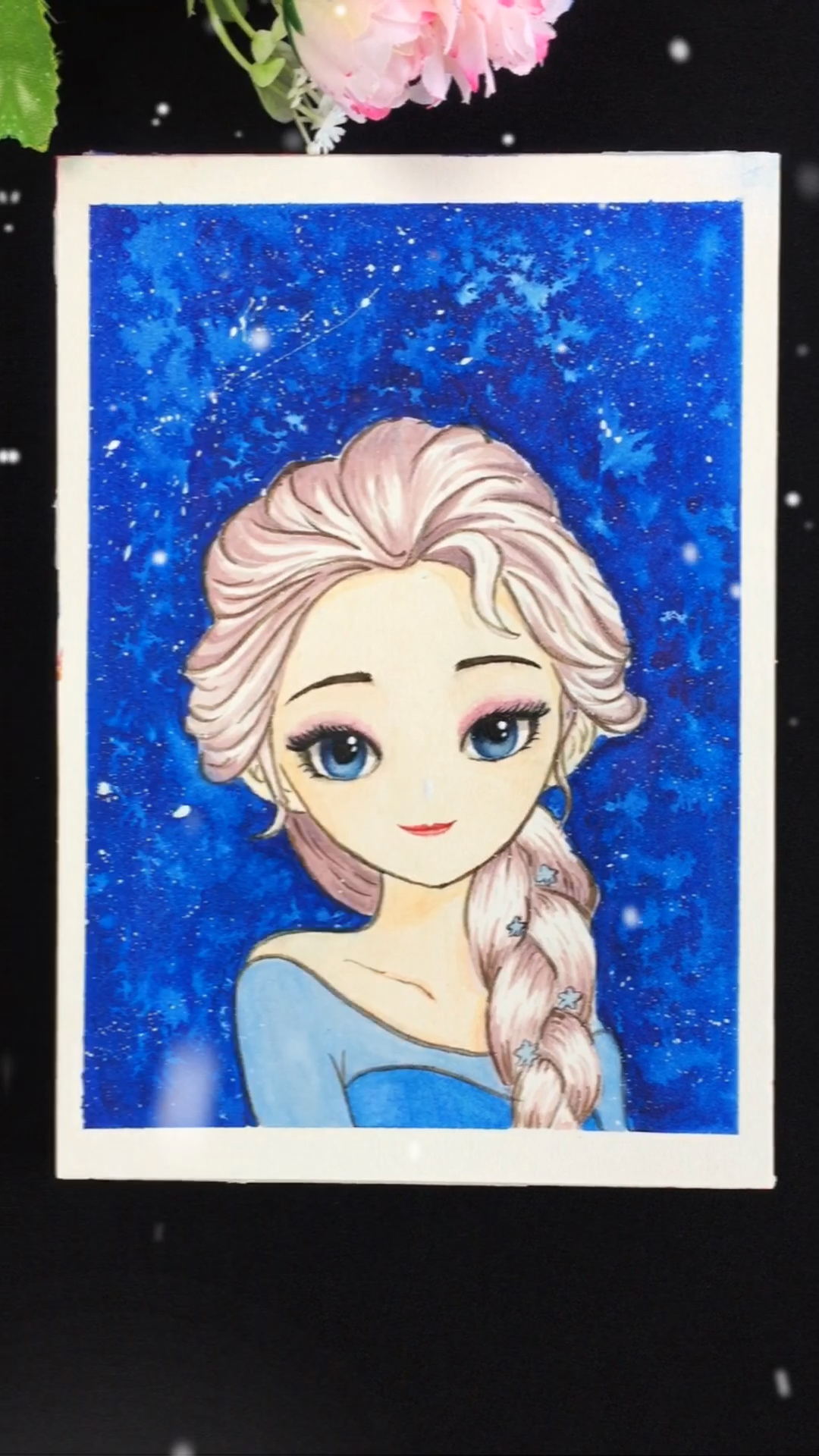 艾莎#画一个q版的艾莎～头有点大,收不住了哈……-度小视