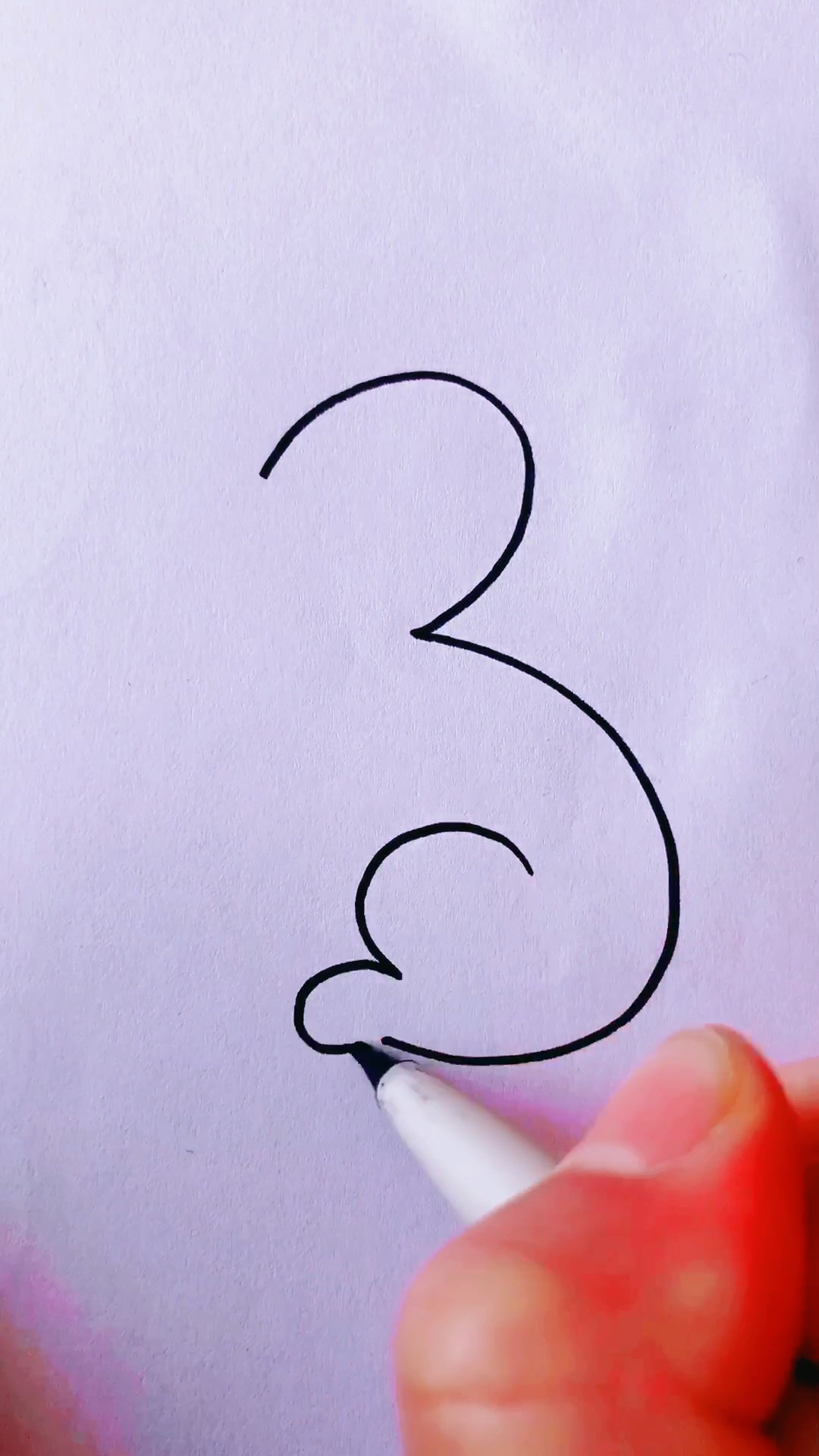 画画原来如此简单#数字3画小兔子-全民小视频