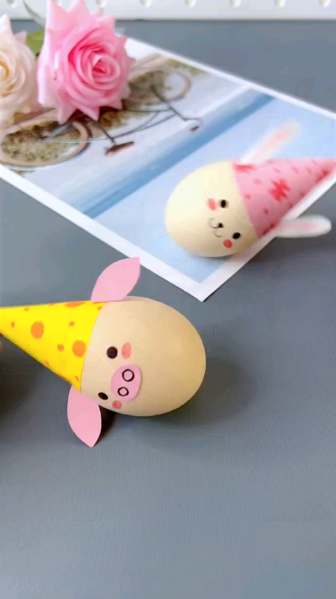 手工制作用鸡蛋壳给小朋友做个小动物不倒翁吧