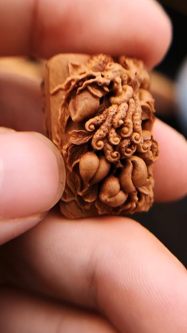 核小二核雕#福寿三多