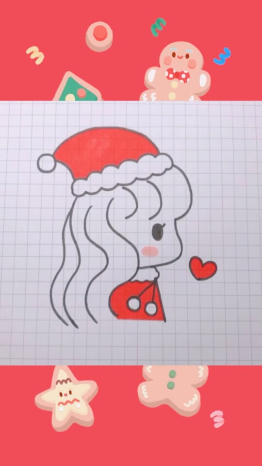 简笔画超简单的圣诞女生小头像一看就会