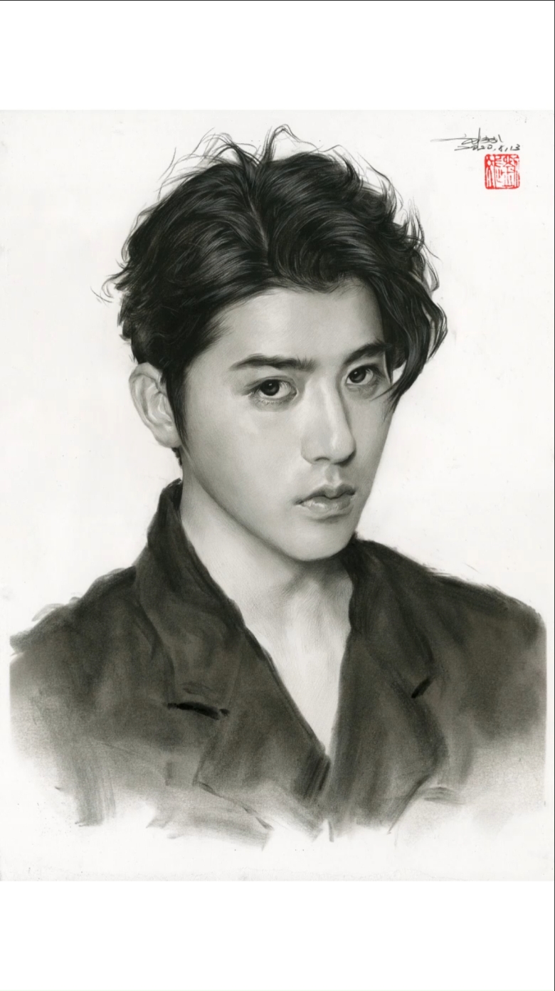 绘画#刘斌老师短期素描人物《蔡徐坤》-度小视