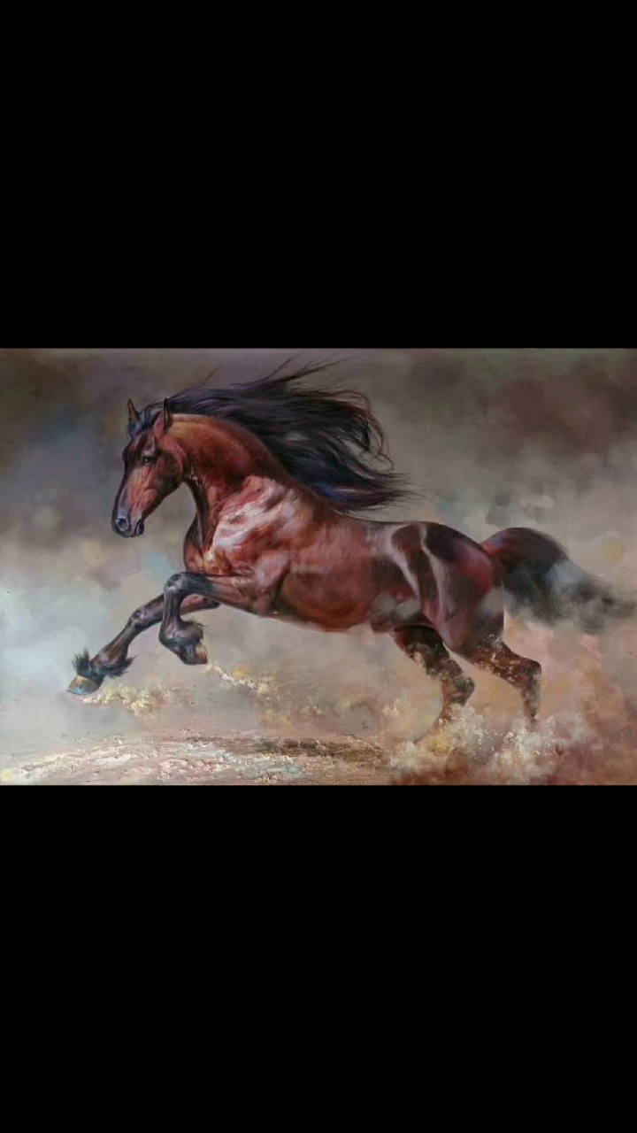 甘肃龙宝斋书画艺术#祝你:乘风破浪马到成功,原创精品写实油画