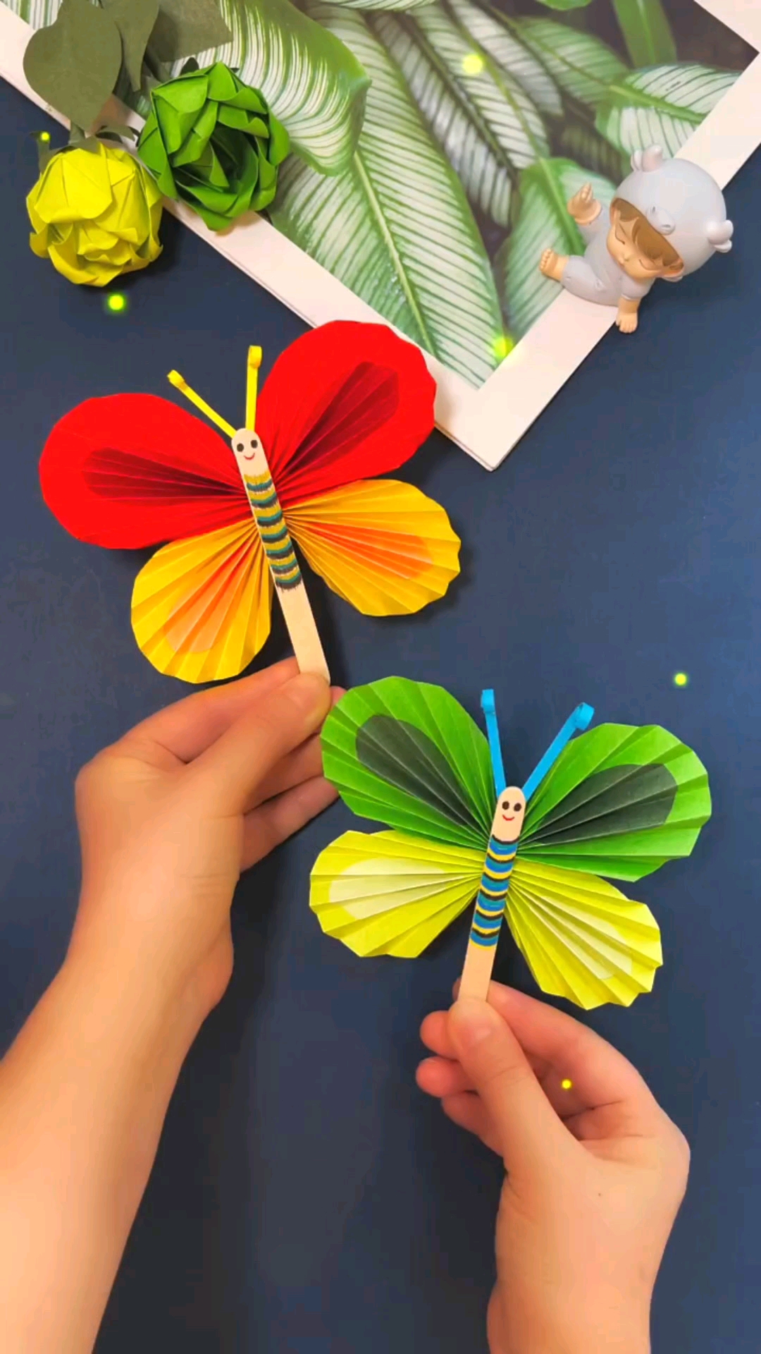 手工制作吃完的冰糕棍不要扔来做一只漂亮的蝴蝶吧