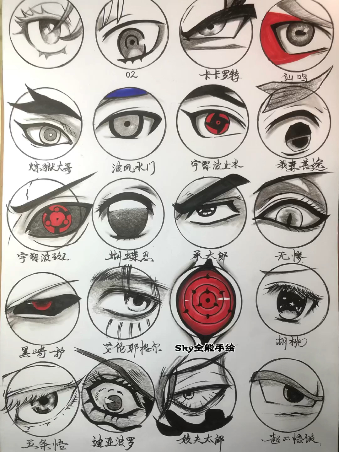 卡卡西写轮眼的画法图片