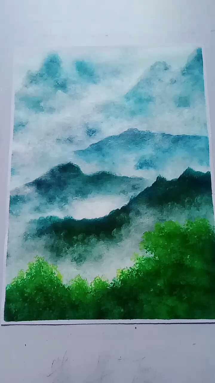 绘画#雾气给他们增加了神秘感,宛如仙境令人向往.