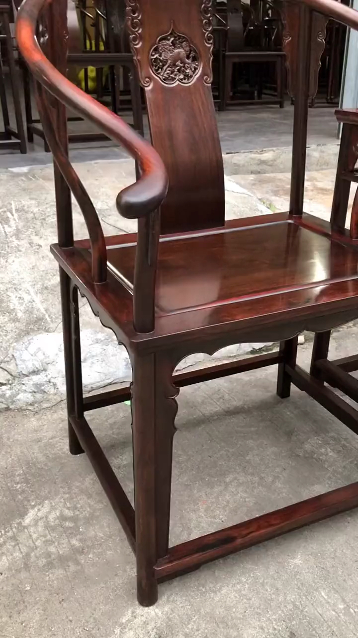 红木古典家具大红酸枝麒麟圈椅