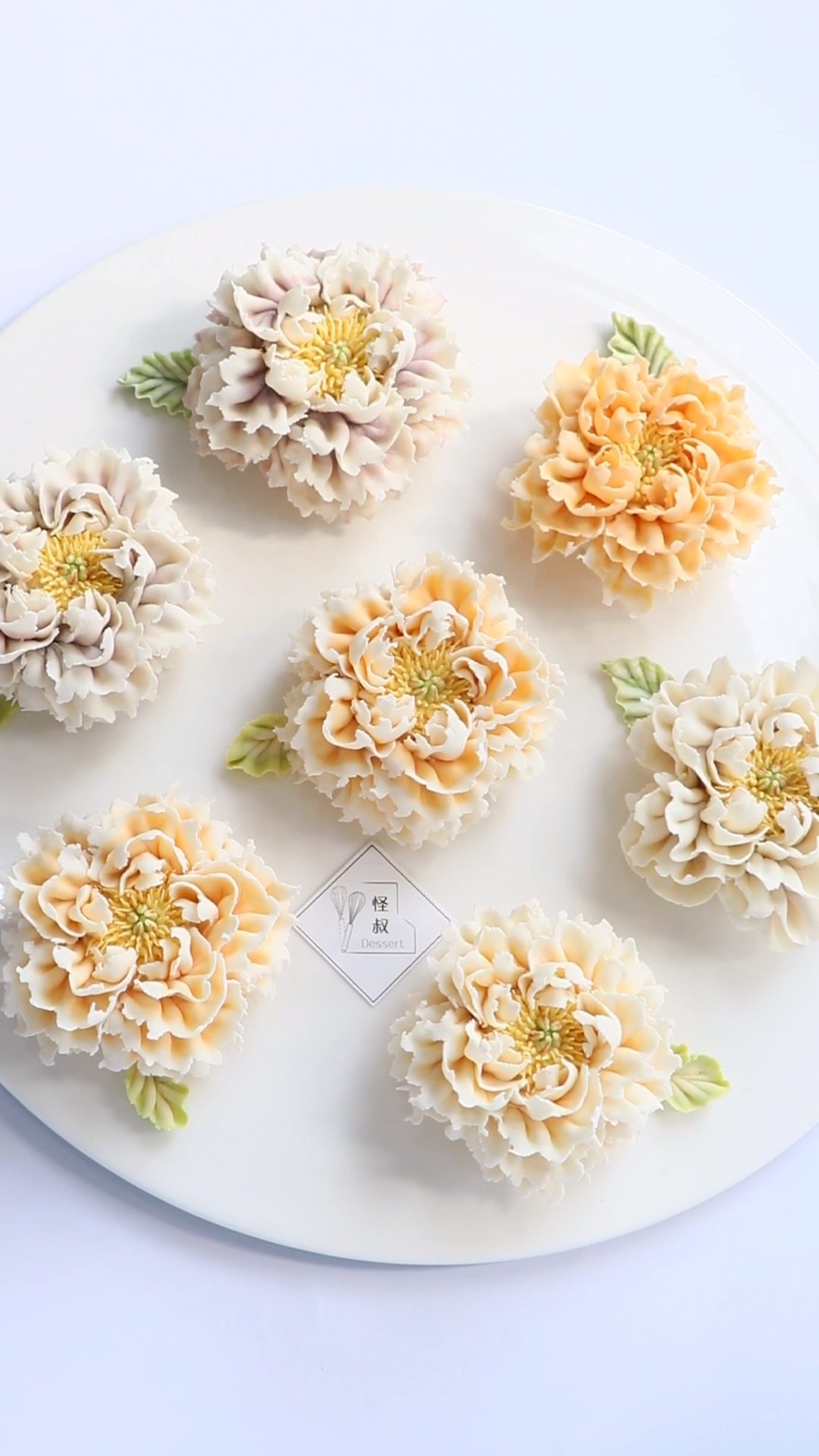 美食看中国#手工豆沙裱花牡丹花自然系豆沙裱花生日蛋糕奶油霜韩 