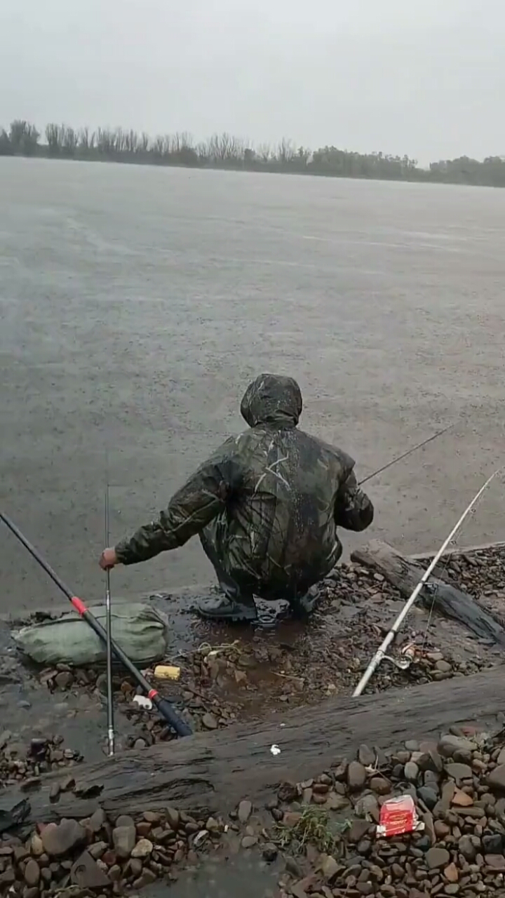 钓鱼爱好者#这就是钓鱼人该有的精神,风雨无阻