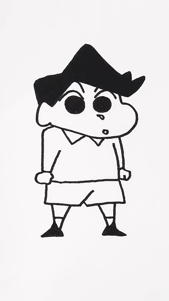 画画原来如此简单#画蜡笔小新风间简笔画#卡通人物-度小视