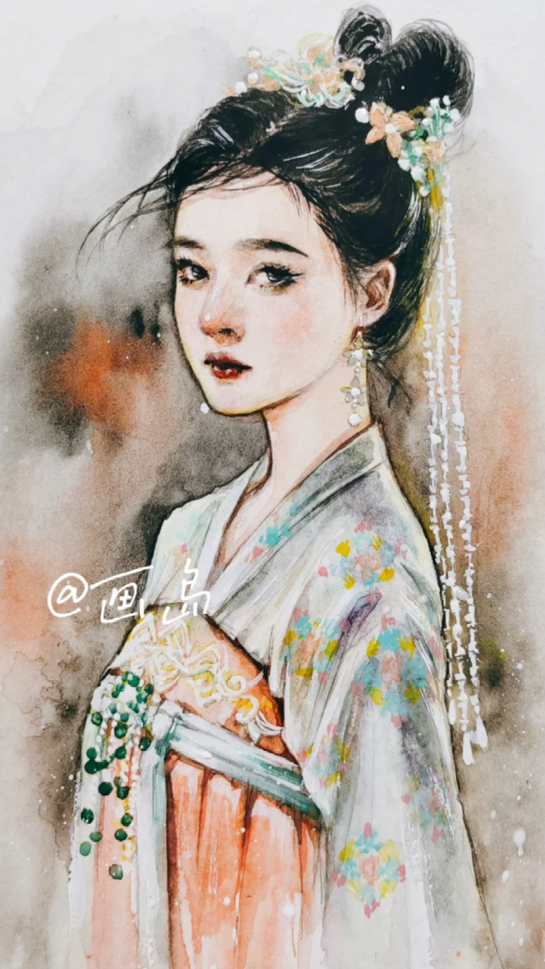 赵露思#"皓都,你会笑吗?"乐嫣,赵露思,长歌行,水彩人物画-度小视