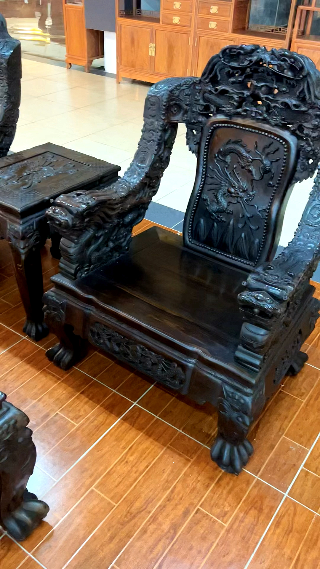 老挝大红酸枝八件套极品老料全手工雕刻沙发