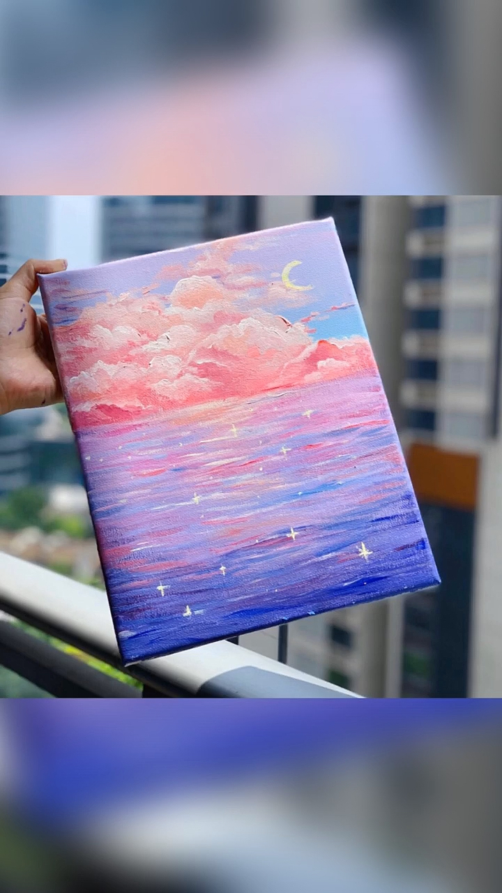 画画原来如此简单梦幻的星空丙烯画少女们的最爱