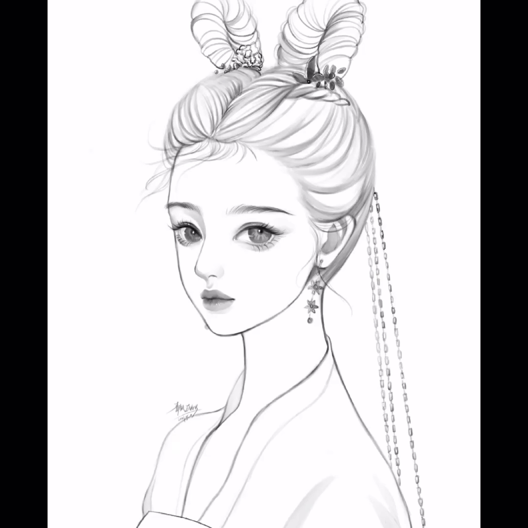 赵露思#第一次尝试画古风!～画了好久～用算完成了