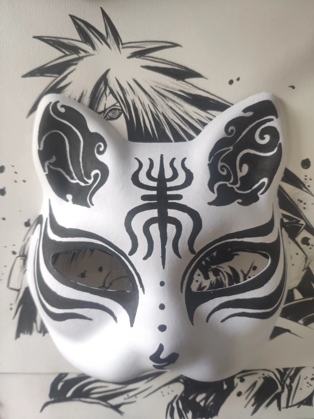 我要上热门#手绘面具全黑图案原创设计.