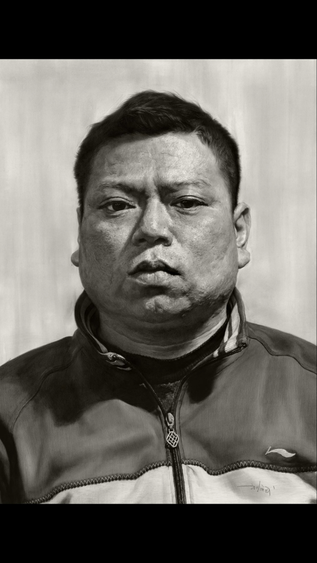 绘画#刘斌老师超写实素描头像《胖小伙》