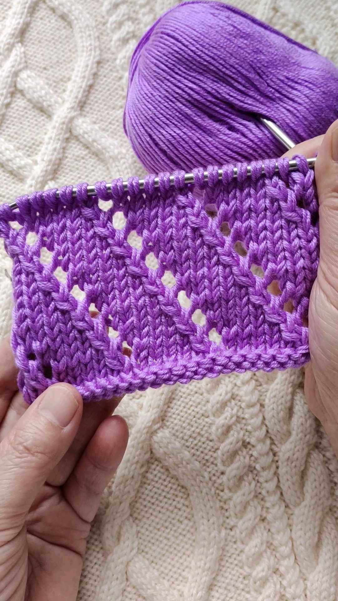 纯手工编织毛衣斜纹镂空花编织教程适合编织春秋季毛衣