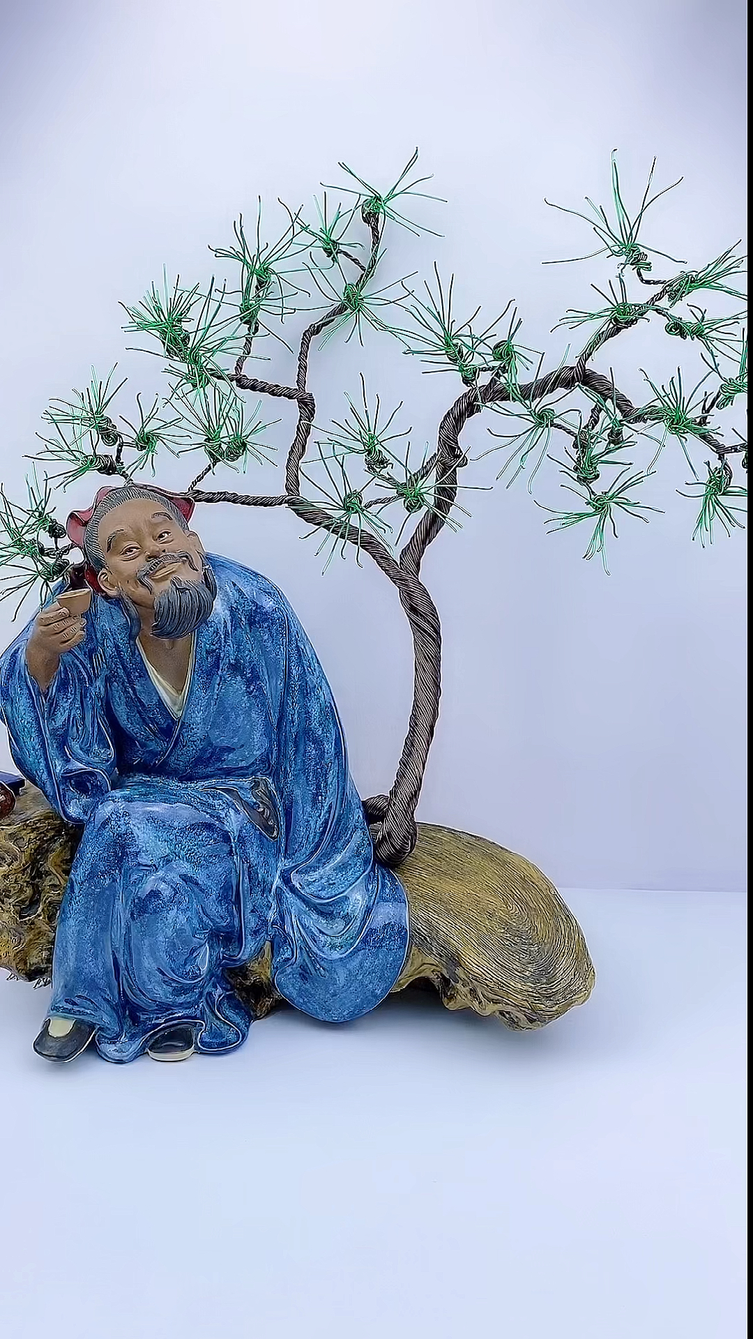 手工制作#铁丝做的迎客松,连隔壁老黄也笑了