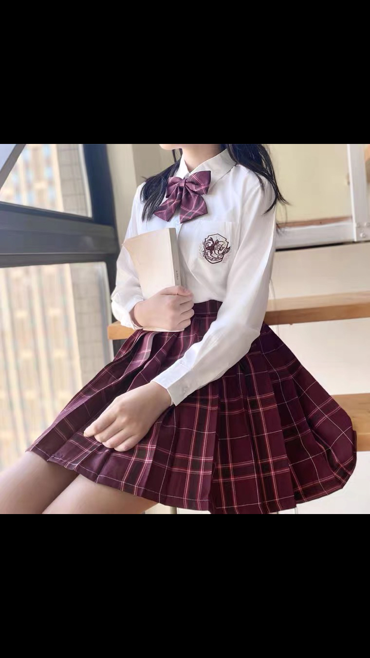 日系jk制服女学生装红金锦鲤刺绣长袖衬衫沙华格裙学院风套装秋冬