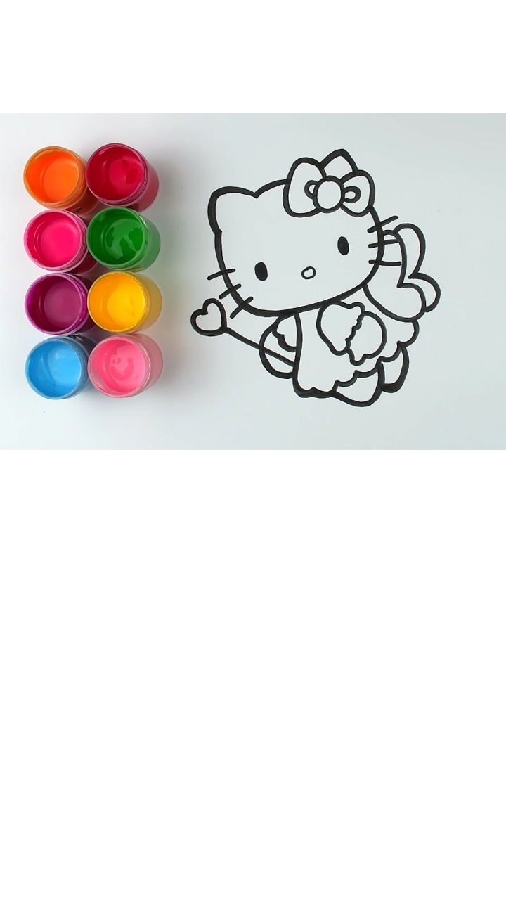 儿童绘画涂色学画kitty并涂色
