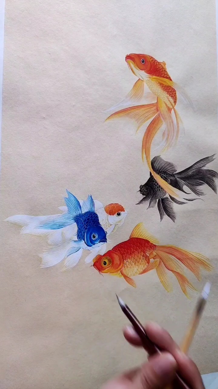 徐伯逸书画#画一条仙气飘飘的白金鱼