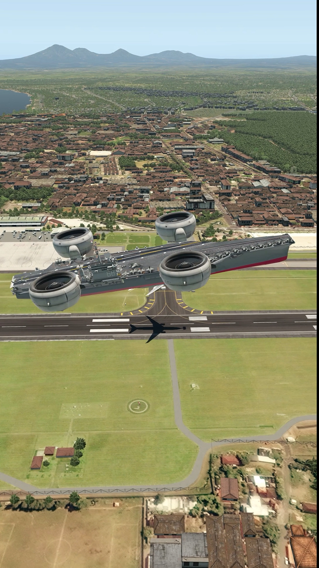 空中航母起飞,模拟